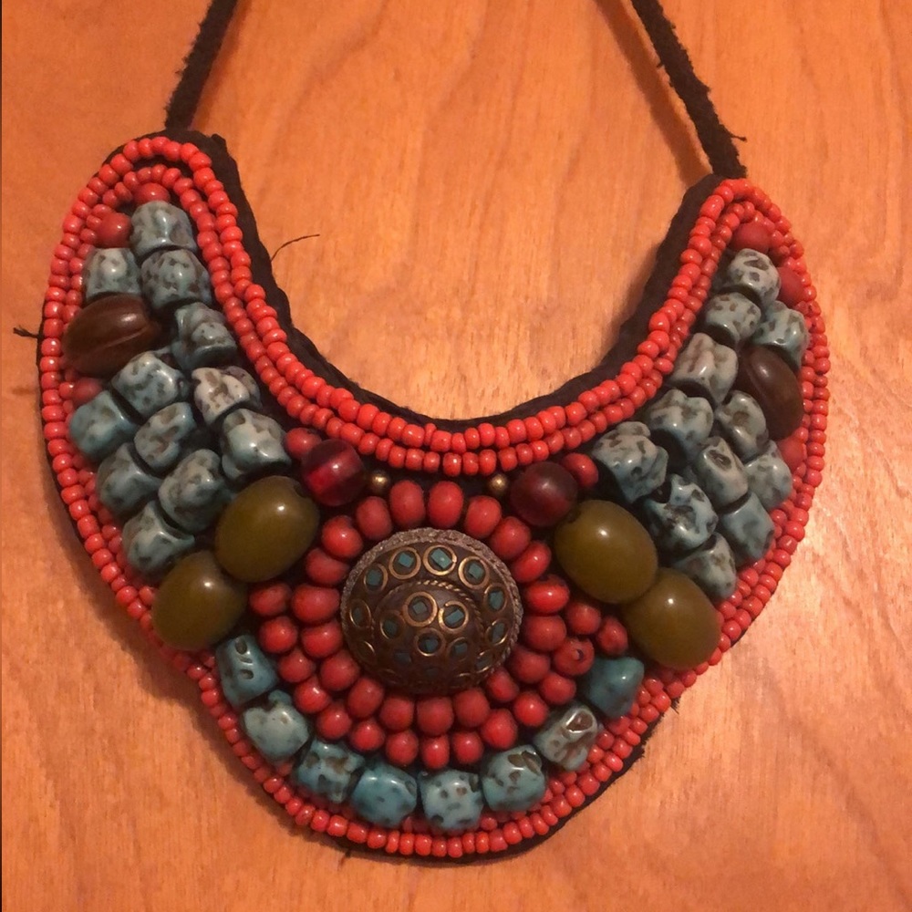 Tibetan Collar Coral Turquoise Necklace